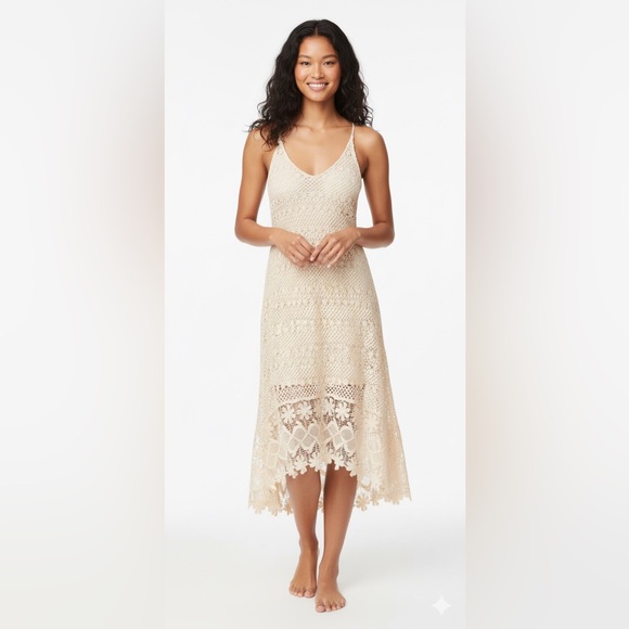 H&M Dresses & Skirts - H&M Boho Crochet Midi Dress High Low Spaghetti Strap Beach Summer Hippie Size 2
